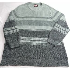 Alesbury XXL Green Striped Cotton Sweater Pullover Ribbed V-Neck Classic Men F06